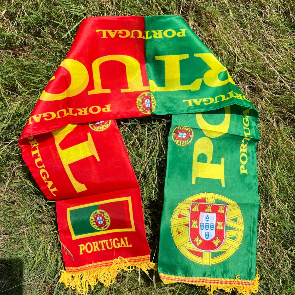 Portugal flag scarf 18x120cm double-sided printed polyester polyester fabric football fans Portugal scarf flag banner