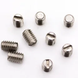 5/10pcs M1.2 M1.4 M1.6 M2 M2.5 M3 M4 M5 M6 M8 GB73 304 Stainless Steel Slotted Head Flat Point End Headless Grub Bolt Set Screw