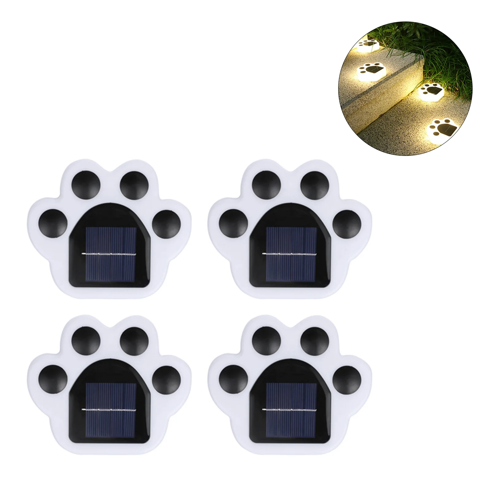 

4pcs Outdoor Waterproof LED Solar Dog Cat Paw Ground Light Street Light Garden Wall Lamp Path Decor Lighting Footprint Light