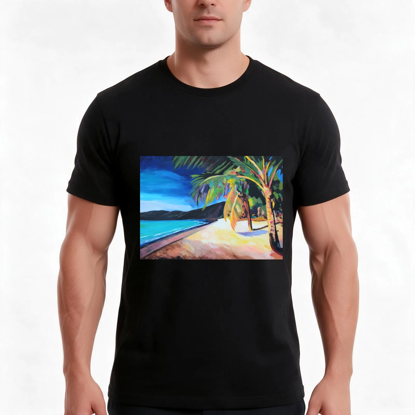 Beach at Magen's Bay St. Thomas USVI - I T-Shirt Summer Casual Cotton Tee Oversized Streetwear Tops Vintage Graphic Print