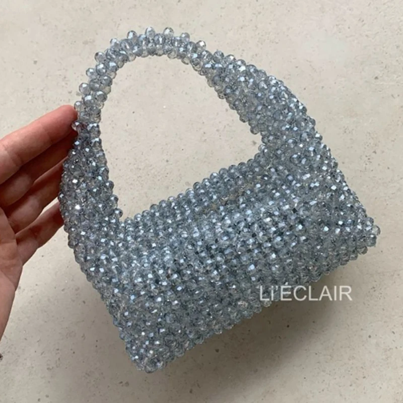 

Advanced Luxury Celebrity Evenig Ladies Handbag New Ins Fashion Shining Crystal Beaded Woven Women's Bag Customized Wholesale