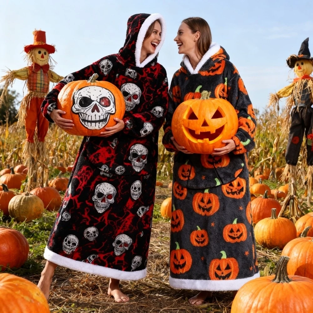 Halloween Cosplay Costume Winter Warm Flannel Hooded Robes Men's Oversized Bathrobes Mens Night Wear Robes For Men Luxury