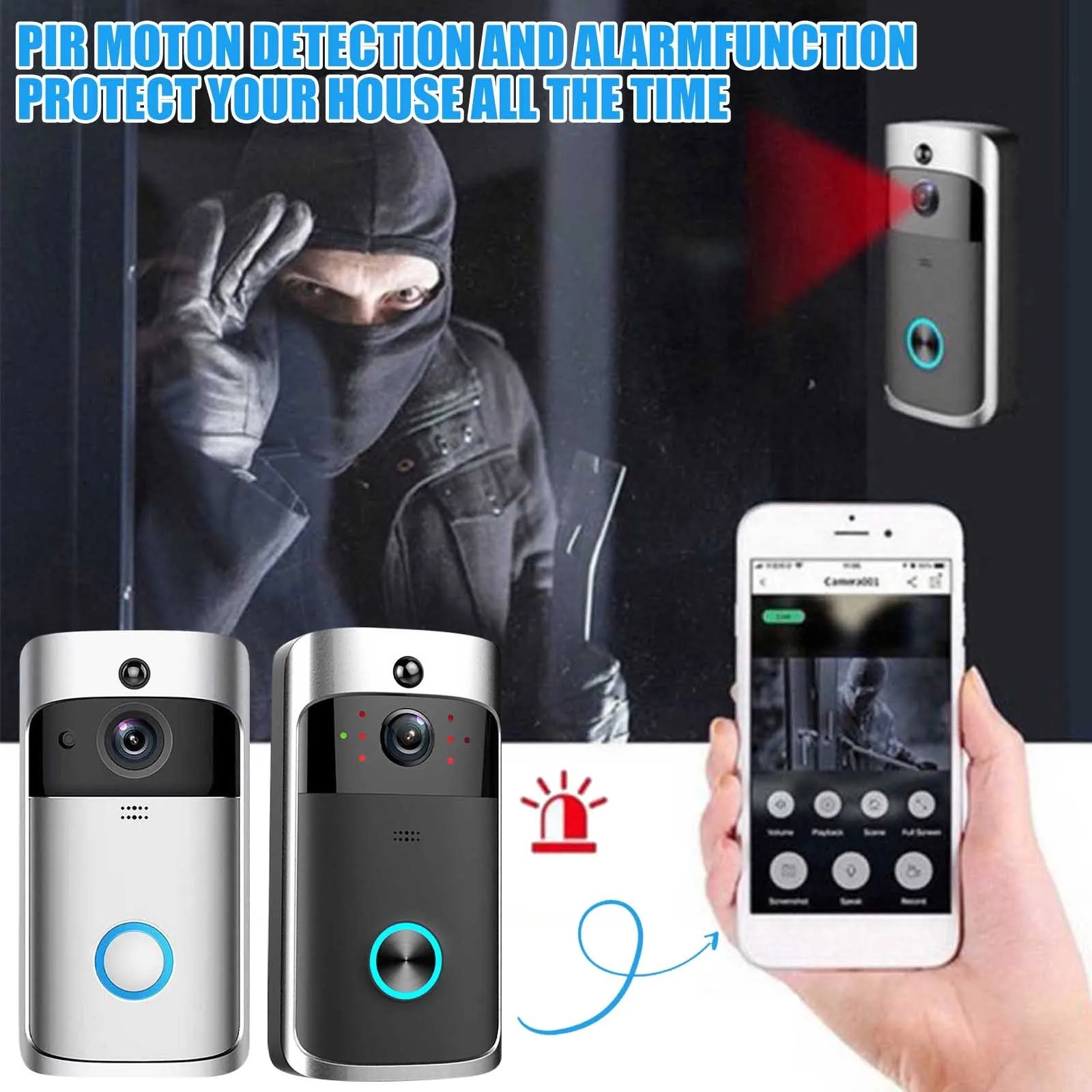 720phd Intercom Doorbell Chime Cloud Storage Wifi Intelligent Wireless Doorbell 120 Degree Wide Angle Lens For Home Security