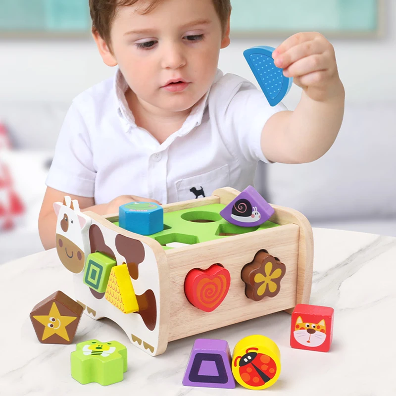 Giocattoli educativi in legno Montessori per la forma del bambino ordinamento dei bambini Eartly Learning Shape Sorter Car Puzzle Game per bambini