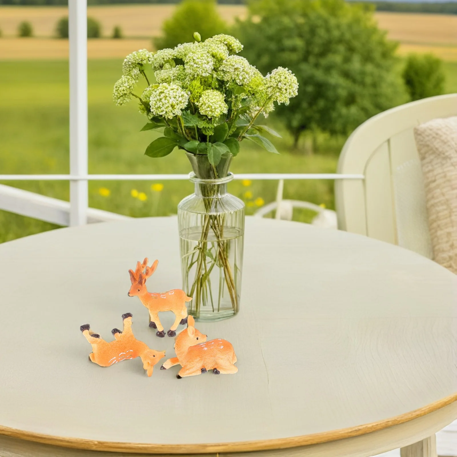 

3pcs Miniature Deer Figurines Resin Micro Landscape Garden Decor Animal Craft Cake Topper Tiny Reindeer Family Statues
