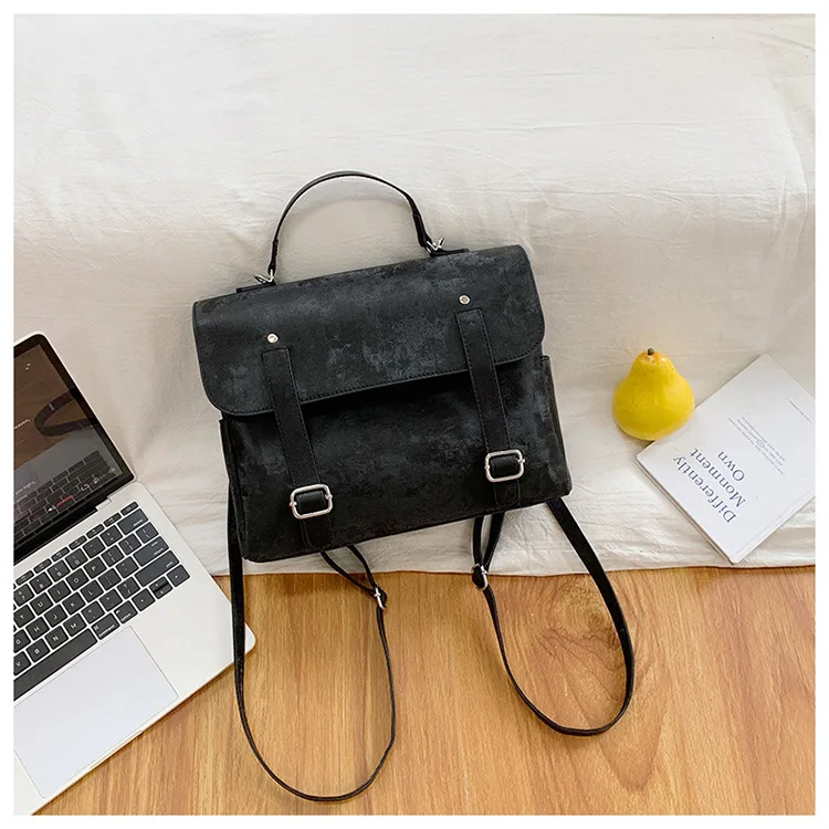 

Spacious Korean Unique Backpack - Dual Compartments PU Colorful Bag，Handheld School Bag for Travel & Versatile Use