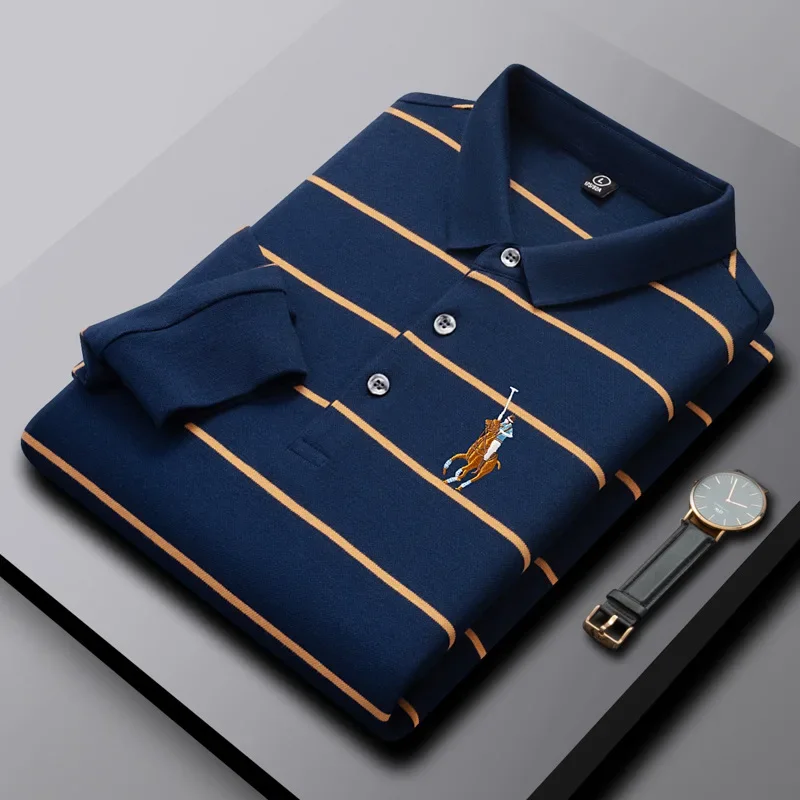

Luxury brand long sleeve 100% cotton polo shirt men new designer high-end Paul pony embroidered comfort business casual T-shirt