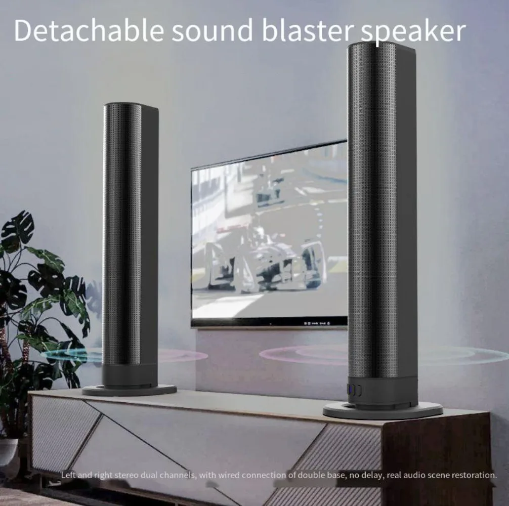 40W Home Theater Echo Wall TV Soundbar with Subwoofer Wireless Stereo Bluetooth Soundbox Multi-function Separable Audio Speaker