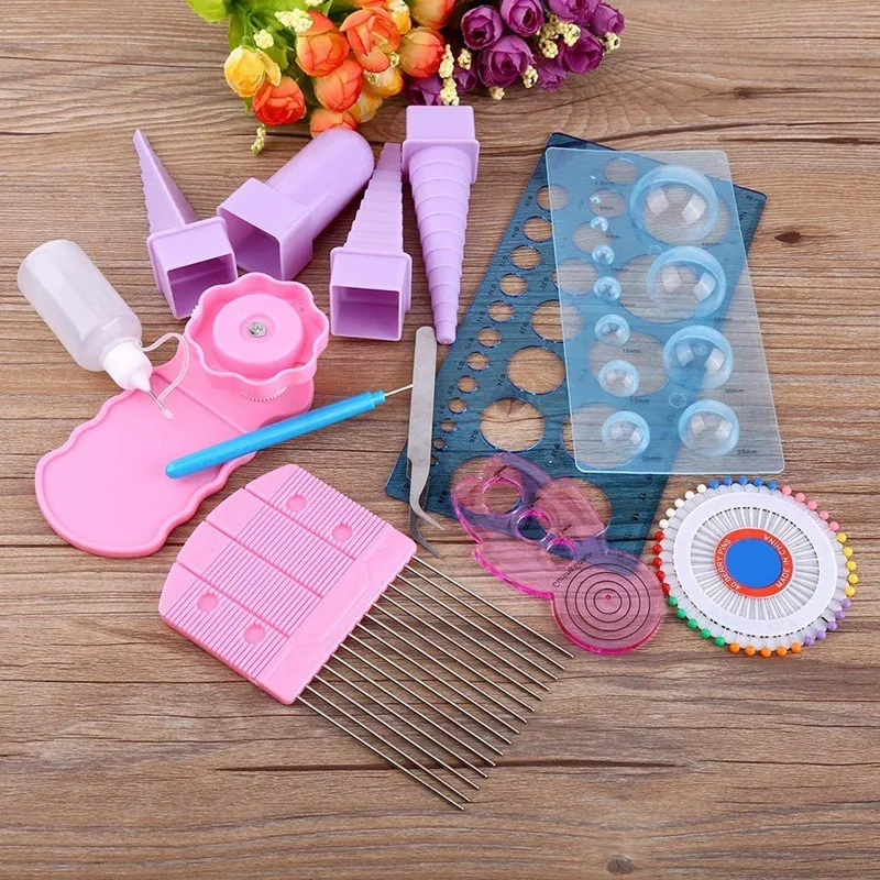 11 Pieces Of Roll Paper Pasting Tool Kit Stripe DIY, Various Color Origami Paper Craft Decoration Tools Artwork