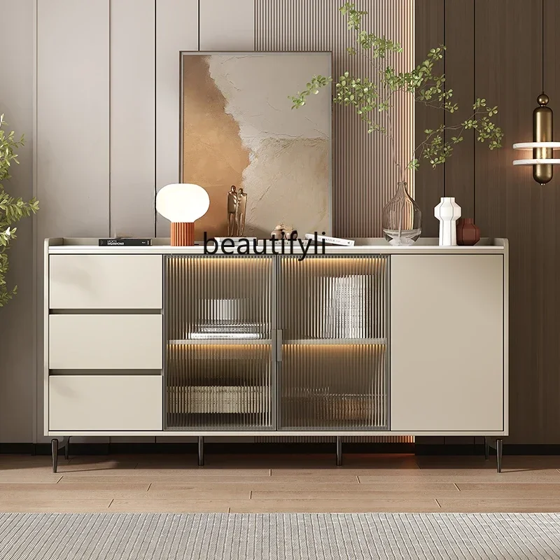 

LX37Modern simple rock slab dining side cabinet multi-layer solid wood kitchen against the wall living room lockerSSS