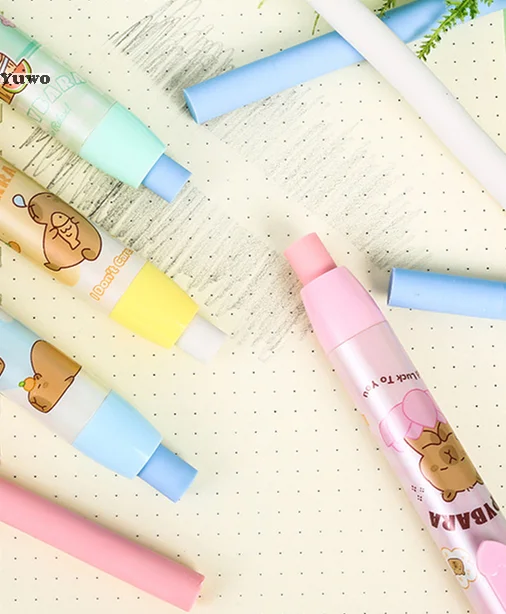 

Creative Cute Capybara Erasers Cartoon Novelty Pen Shaped Rubber Erasers School Stationery Kawaii Pencil Eraser Children Gifts