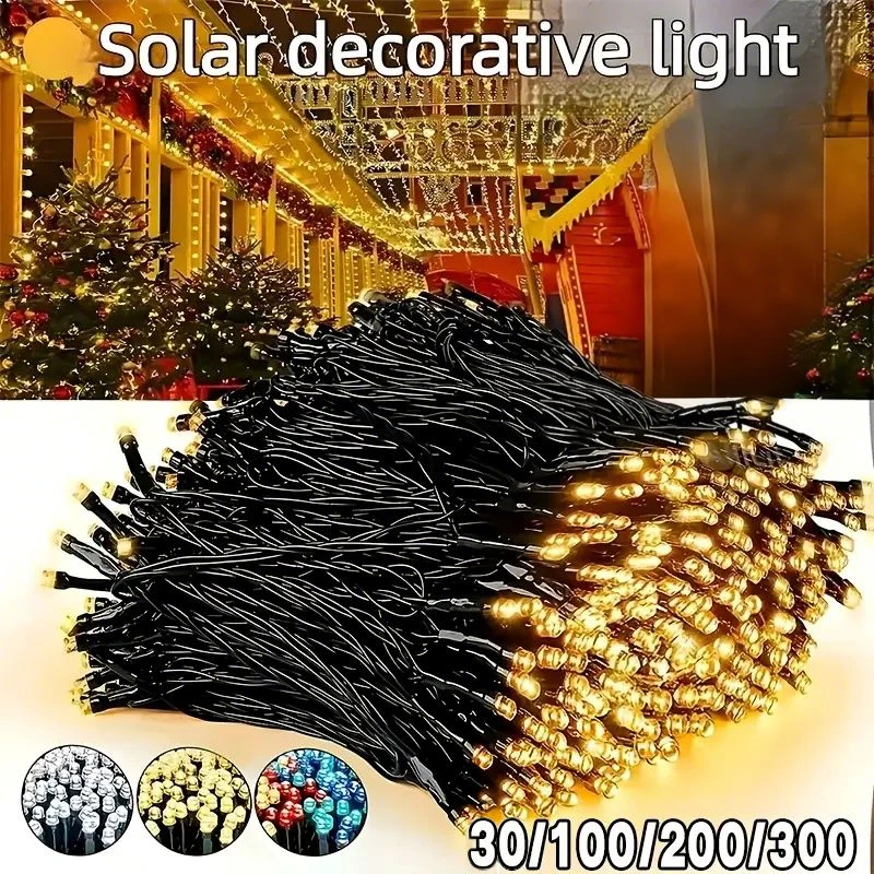 سلسلة إضاءة خارجية تعمل بالطاقة الشمسية مع 8 أوضاع إضاءة مناسبة لتزيين العطلات وأضواء LED الشمسية الجنية للحدائق والحفلات