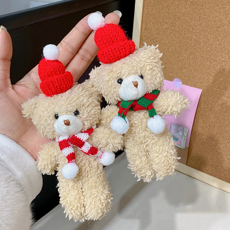 Kawaii Christmas Bear Keychain Cartoon Cute Plush Bear Pendant Children Toys Fashion Backpack Decoration Accessories Gifts