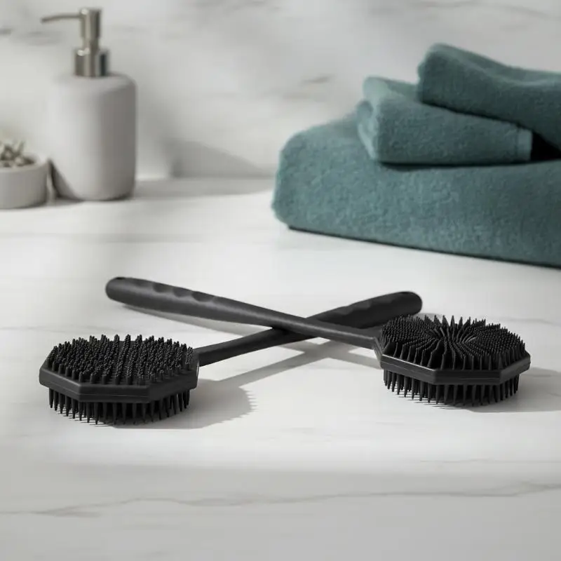 Silicone Back Shower Brush Soft Bristles Long Handle 1/4PCS Exfoliating Bath Scrub Tool for Men Women Daily Shower Use