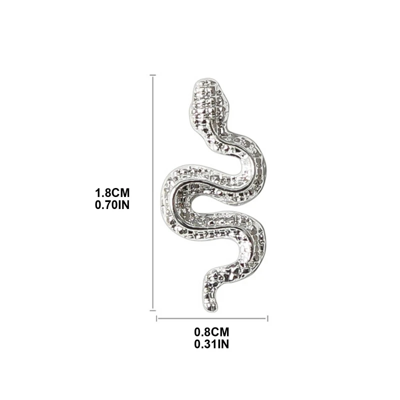 E1YE 스네이크 네일 아트 참 합금 스네이크 웨이브 네일 아트 장식 3D 금속 네일 스터드