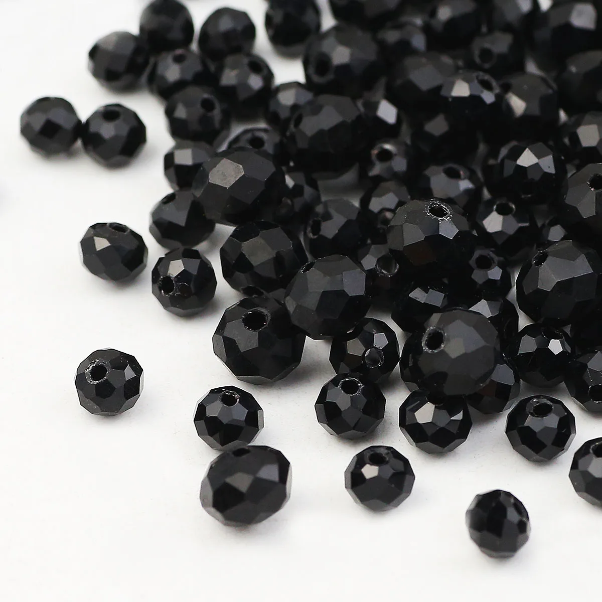 Austrian Crystal Black Faceted Flat Round  2-10mm Loose Spacer Beads For Jewelry Making DIY Charms Necklace Bracelet Accessories