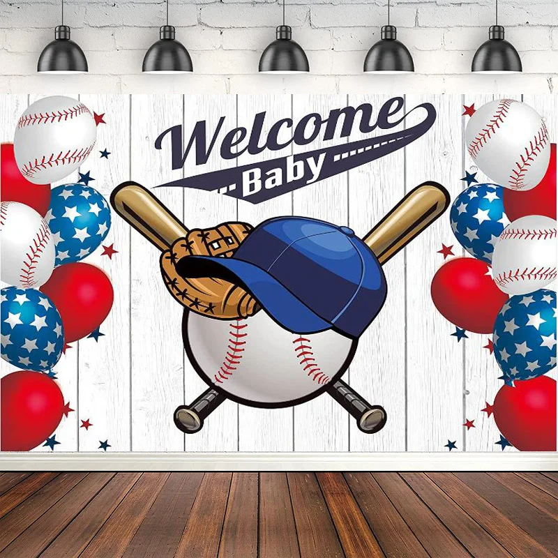 רקע לצילום למסיבת ילדים בייבי שאוור בלון כחול לבן ספורט ילדים תינוקות חדשים רקע למסיבה קישוט דגל