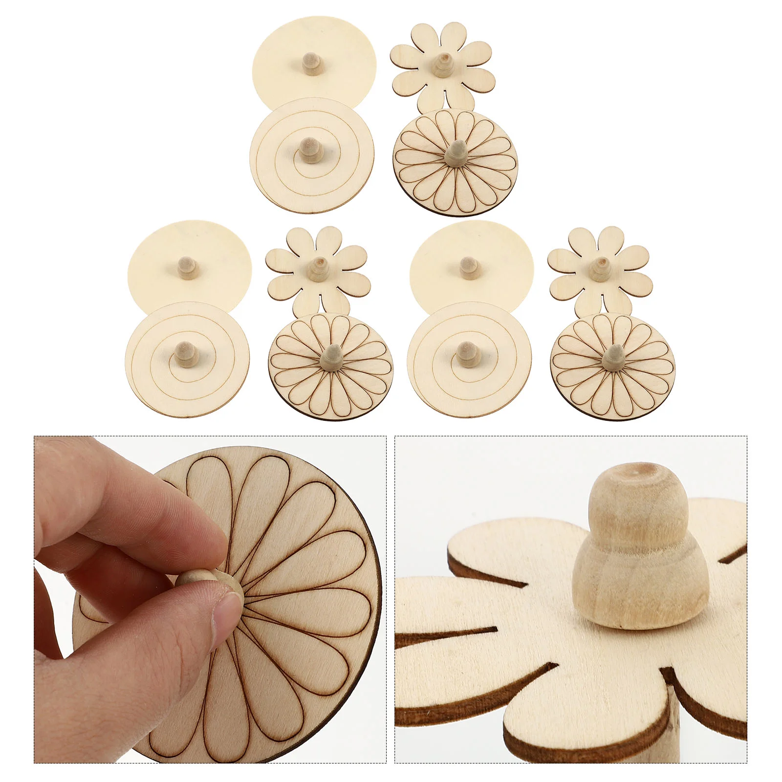 12 Pcs Toy Wooden Spinning Top Rotating Tops Toddler Gyroscope Blank Unfinished Gyroscopes Child