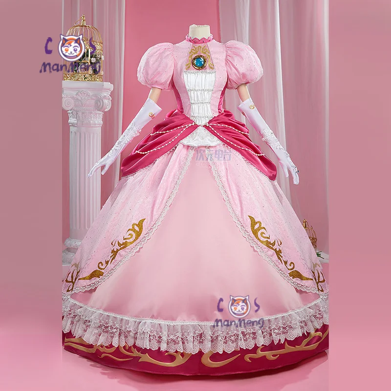 Princess Peach Toadstool Cosplay Princess Peach Costume Pink Princess Dress Wig Accessories Party Christmas High Quality Uniform