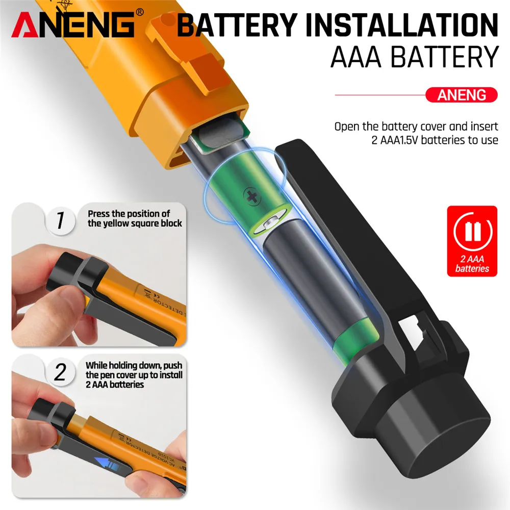 كاشفات الجهد الرقمي القلم ANENG VC1010 12-1000 فولت فولت الحالي اختبار كهربائي قلم رصاص التيار المتناوب/تيار مستمر اختبار عدم الاتصال متر 2020 جديد