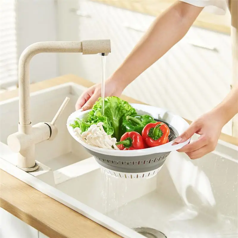 Collapsible Fruit Vegetable Colander Set Food Safe Material Fast Drainage Kitchen Washing Tool For Household Daily Use