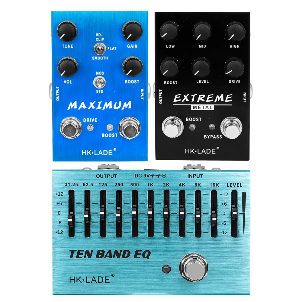 Guitar Effect Pedal 10 Band EQ Equalizer/Extreme Metal Distortion/MAXIMUM Overdrive Pedal True Bypass Guitar Parts & Accessories