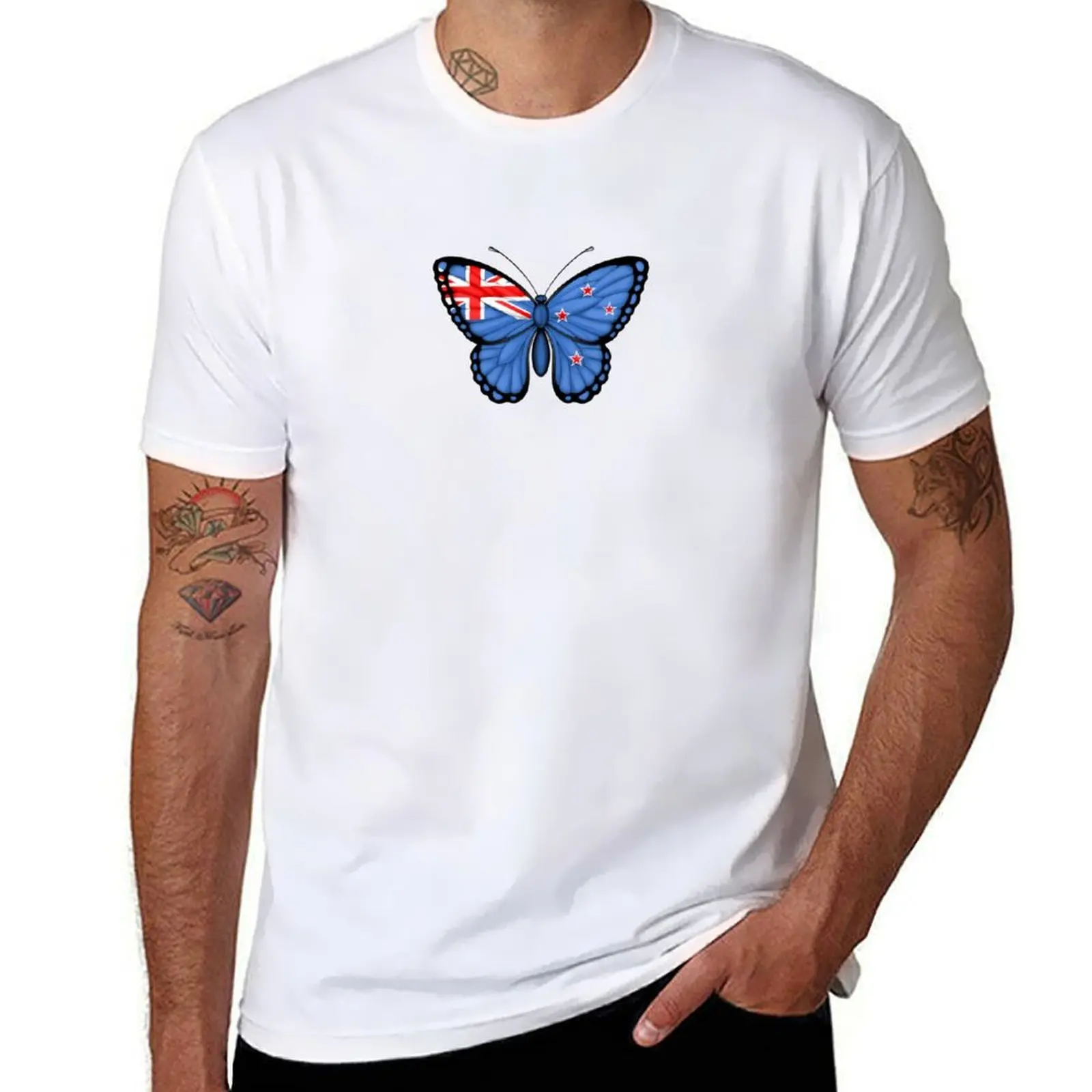 

New Zealand Flag Butterfly T-Shirt man t shirts graphic printed t shirts for man t shirt man casual T-Shirt