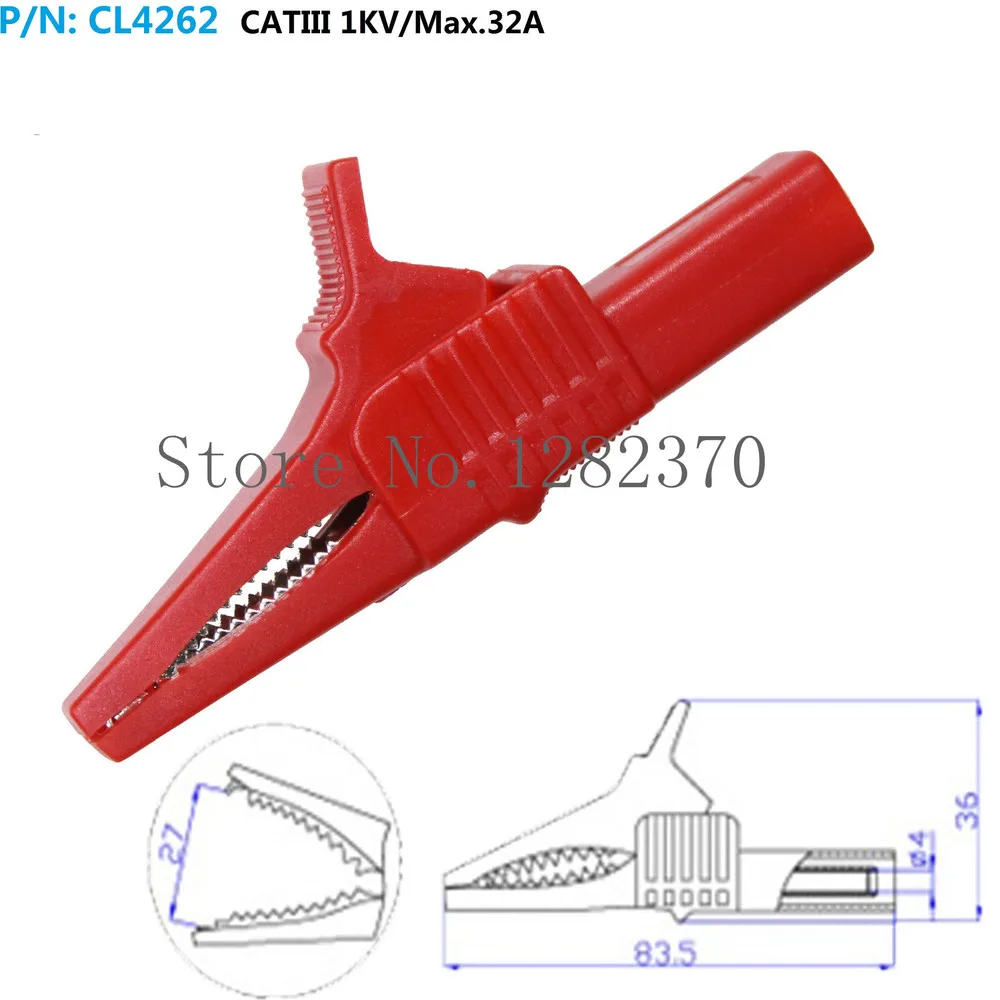 [SA] CL4262 high current copper insulated safe alligator clip 32A / 1KV 4mm jack Alligator  --30pcs/lot