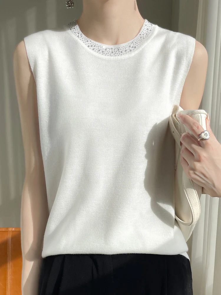 

Белый топ-майка Sli без бретелек для женщин, базовый слой для костюма, новинка 2024 года, с круглым вырезом, с подплечниками