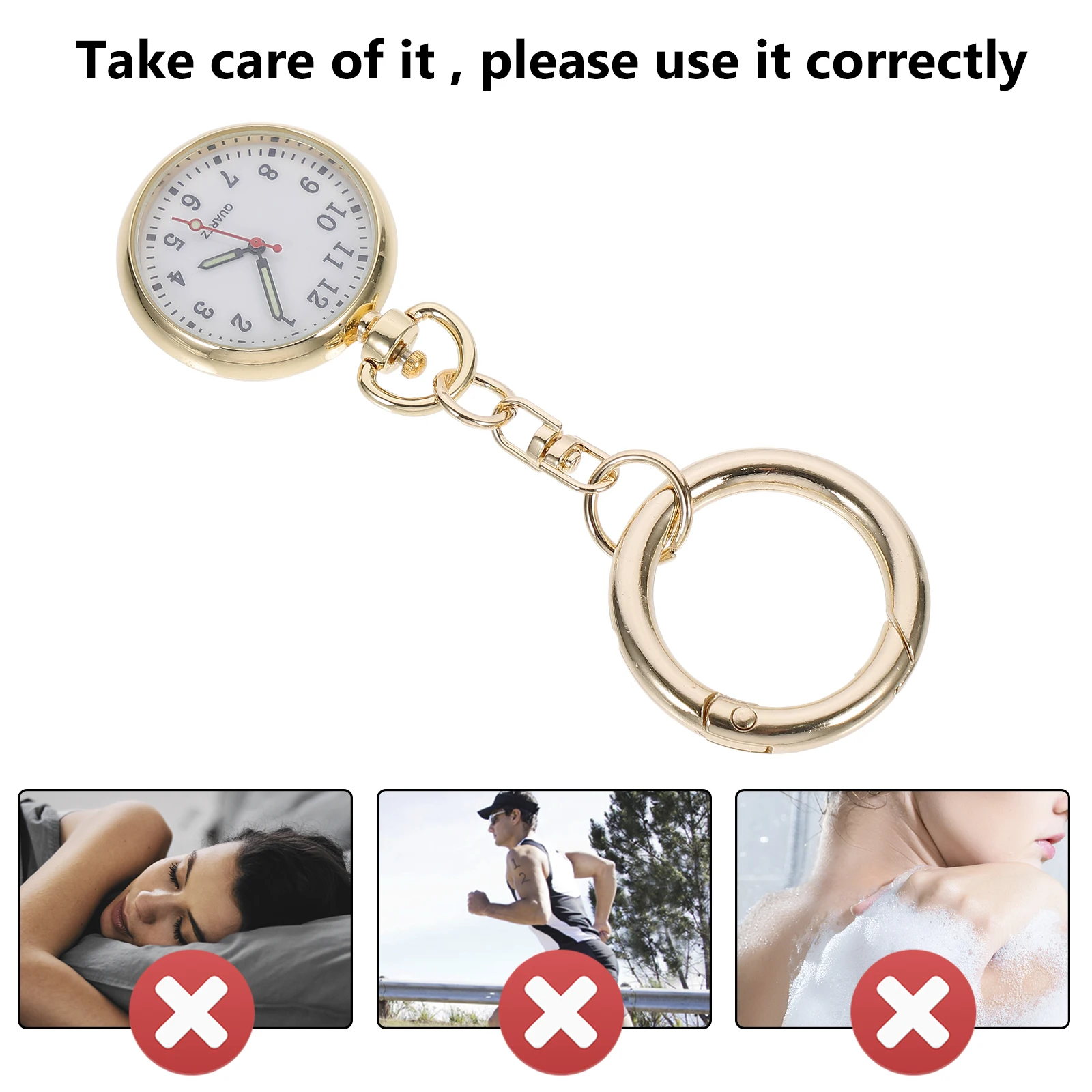 

Stainless Steel Nurse Fob Watch Keychain Hanging Pocket Watch For Nurses Medical Gift Luminous Portable Timepiece Clear Numbers