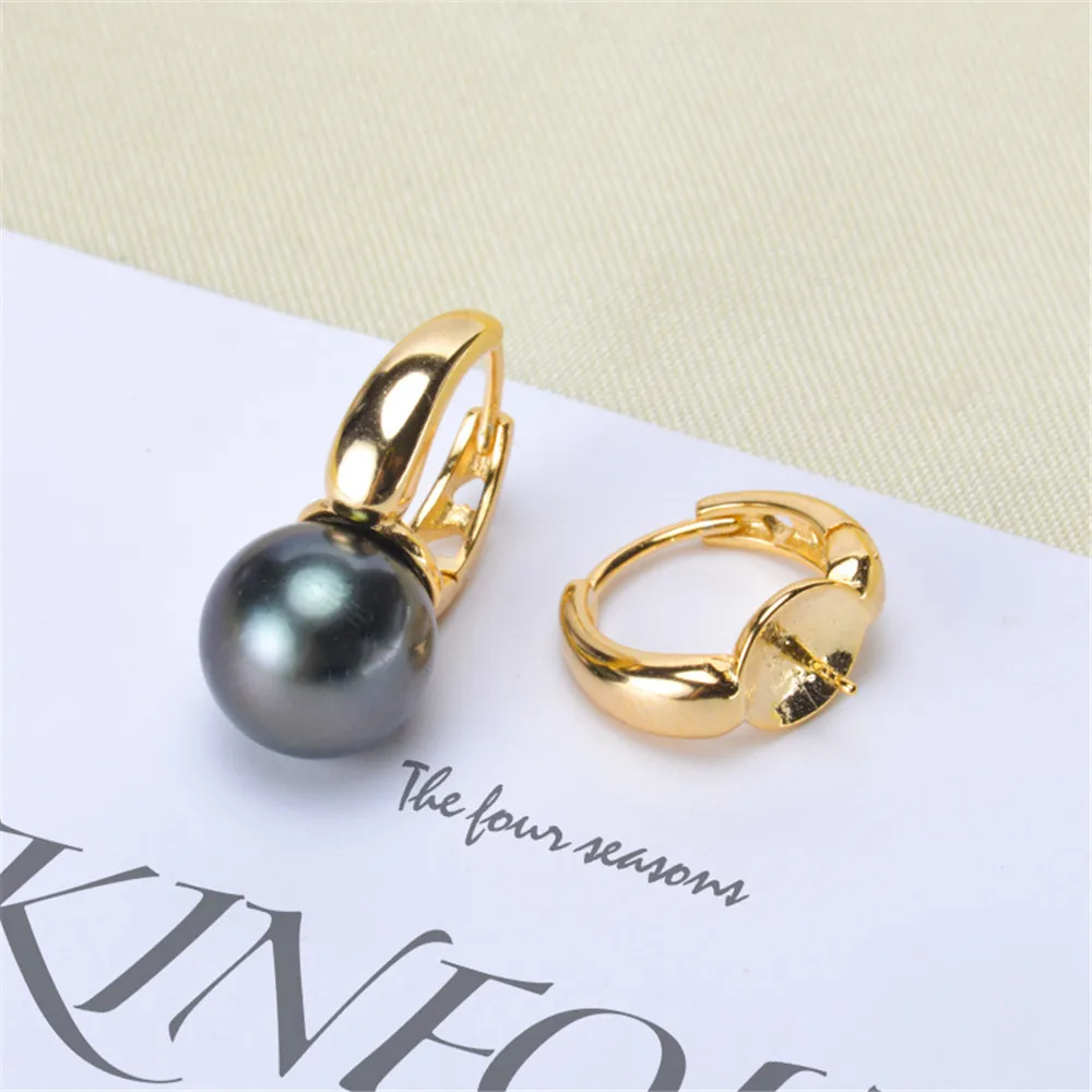Solid S925 Sterling Silver Earring Settings for DIY, Handmade Material, Fine Jewelry, Finding Accessories, E044, 1 Pair