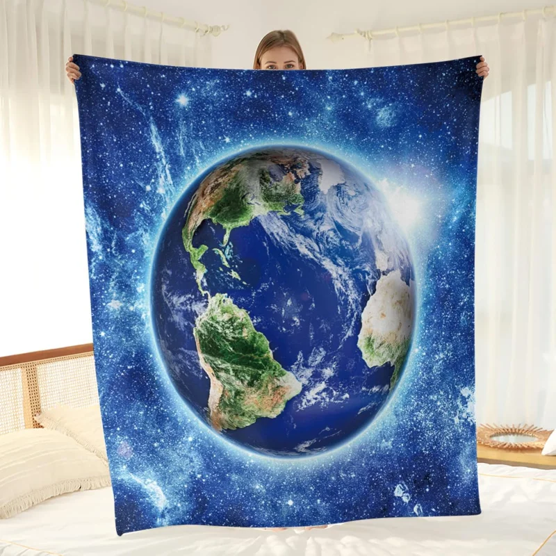 

Galaxy Earth Blanket Outer Space Planet Starry Sky Gift for Children Christmas Space Room Decoration Soft Plush