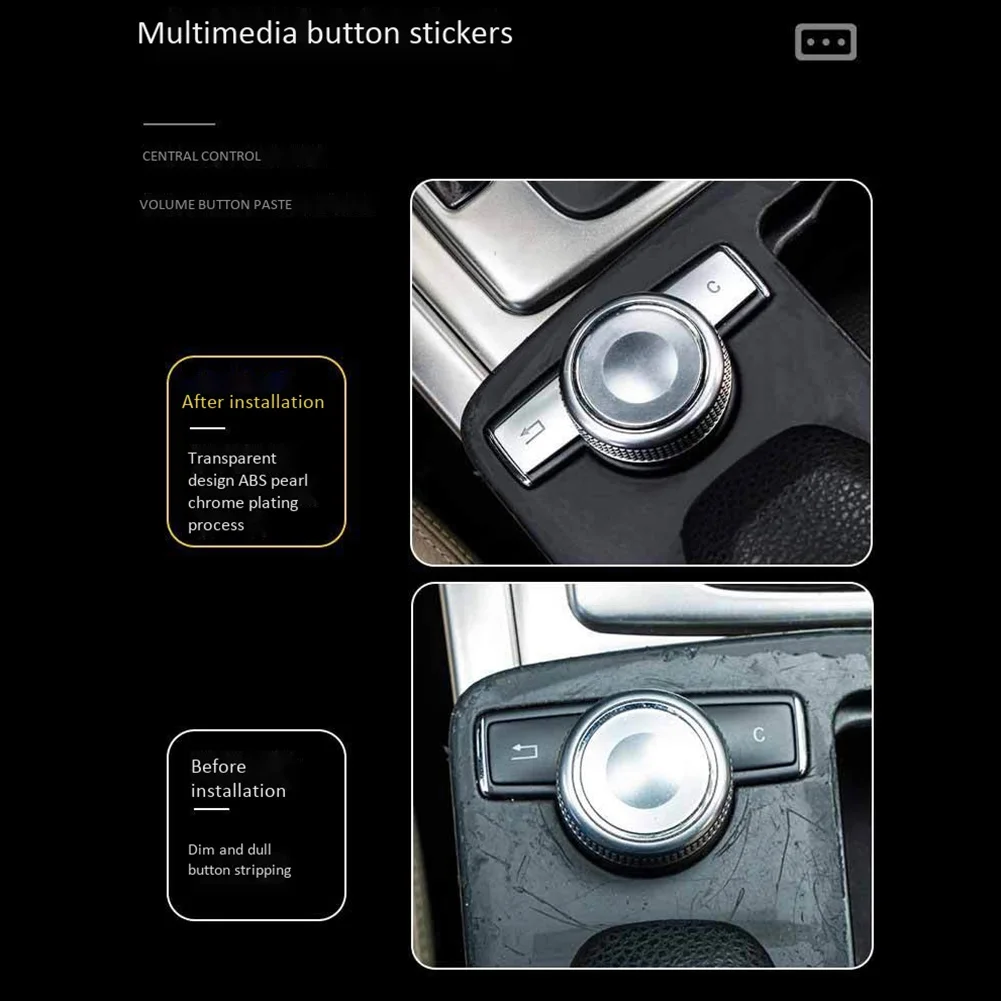 Car Multimedia Button Trim Cover Decoration Sticker for Mercedes Benz C E Class W204 CLS GLK C180 E260 2007-2017