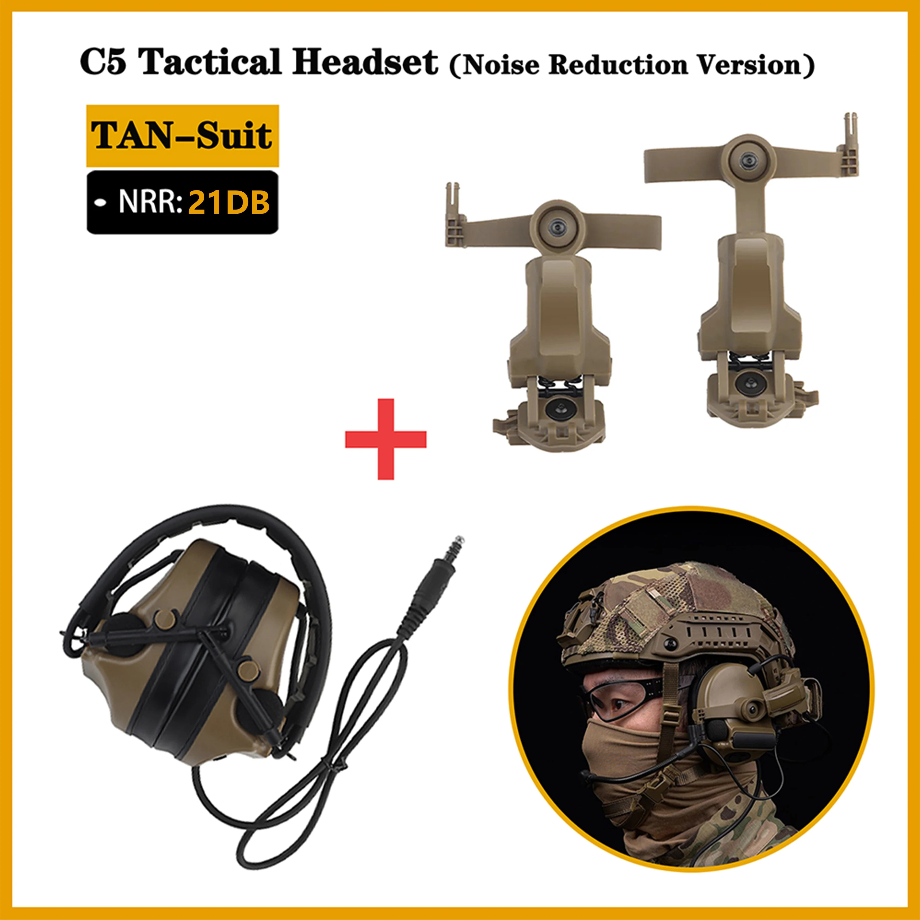 

C5 Tactical Communication Headset Electronic Noise Canceling Headset Hearing Protection Noise-proof hunting Shooting Earmuffs