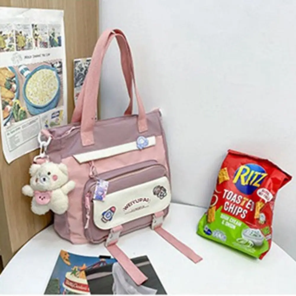 Japanese Style Ins Students School Bags Multi Pockets Large Capacity High School Backpacks Nylon Cartoon Large Handbag Girl