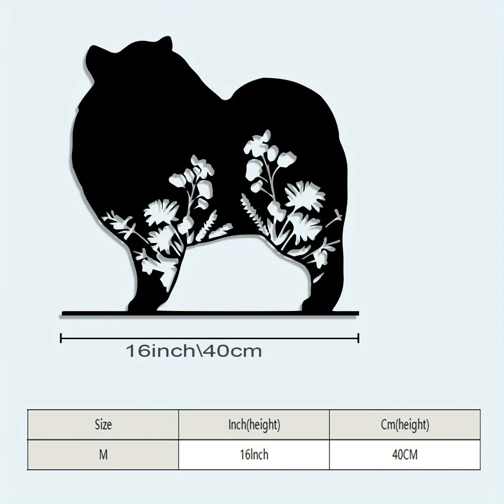 CIFBUY Iron Wall Art Vintage Floral Corgi Metal Sculpture Hanging Plaque Rustproof Home Decor Ornament Accent