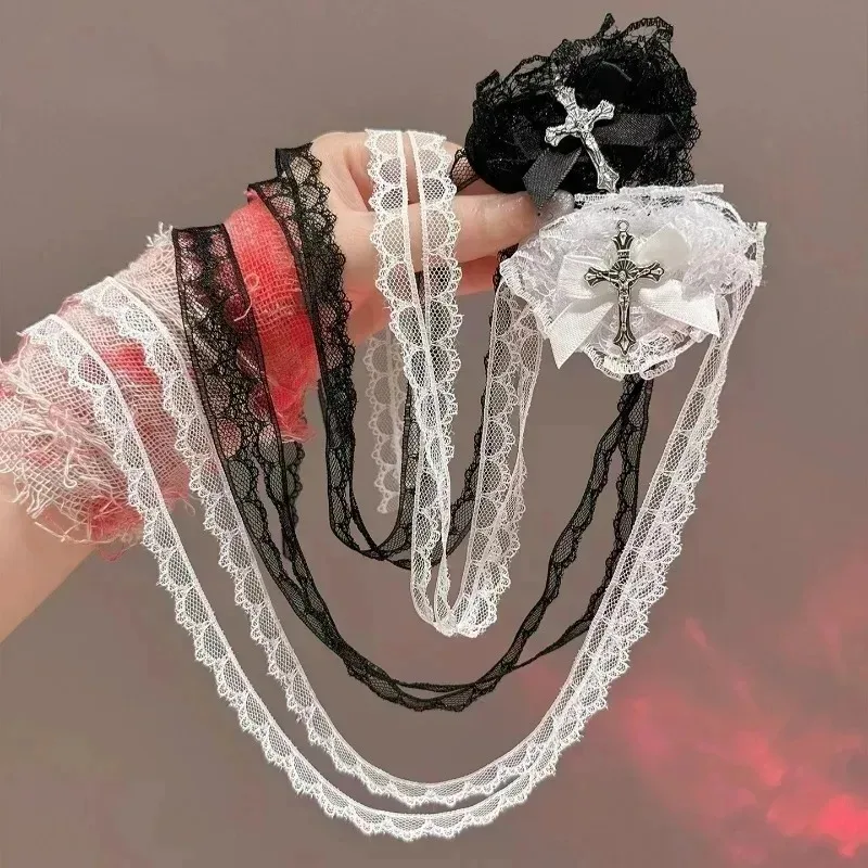 2026 جديد القوطية الصليب الدانتيل قناع عين Y2K نمط القوس الداكن تصميم هالوين ملابس الحفلات لوليتا تأثيري حفلة تنكرية الإكسسوار #6