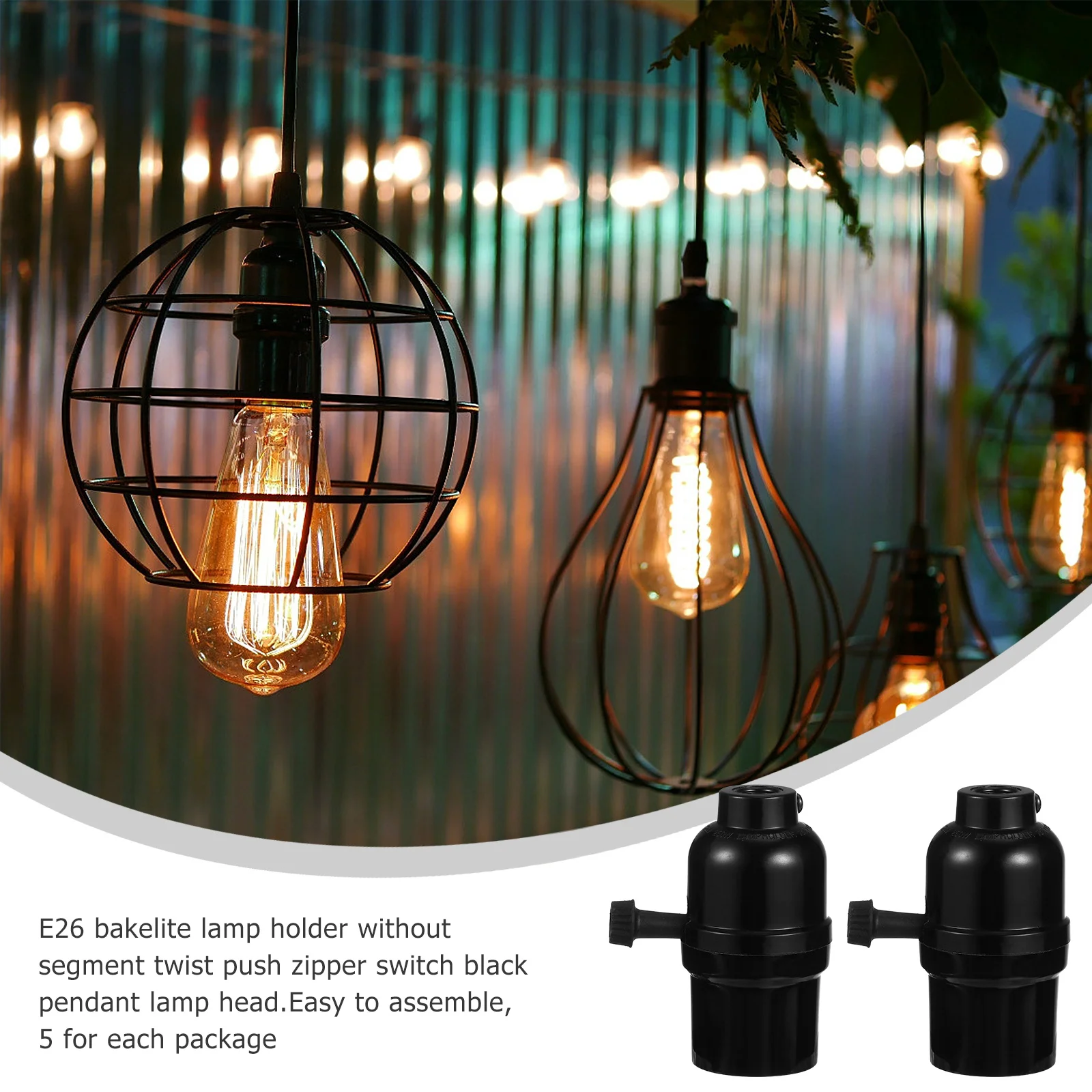 

5Pcs E26 Light Holder Sturdy Trustworthy Tool Multiple Jobs Lamp Decor Home Style Pendant Light Socket E26 Lamp Holder