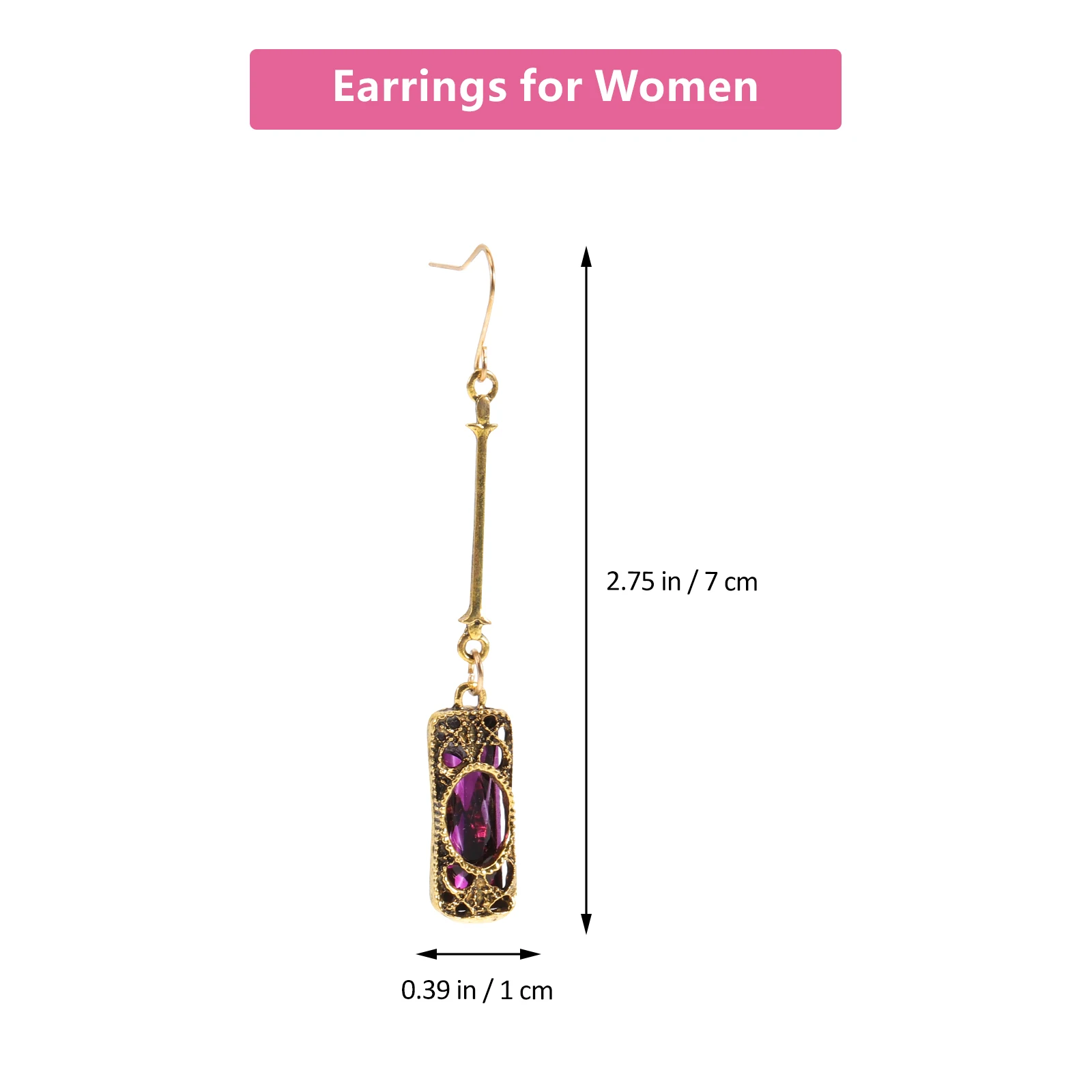 

1 Pair Lightweight Elegant Gemstone Drop Earrings for Women Alloy Dangle Ear Jewelry