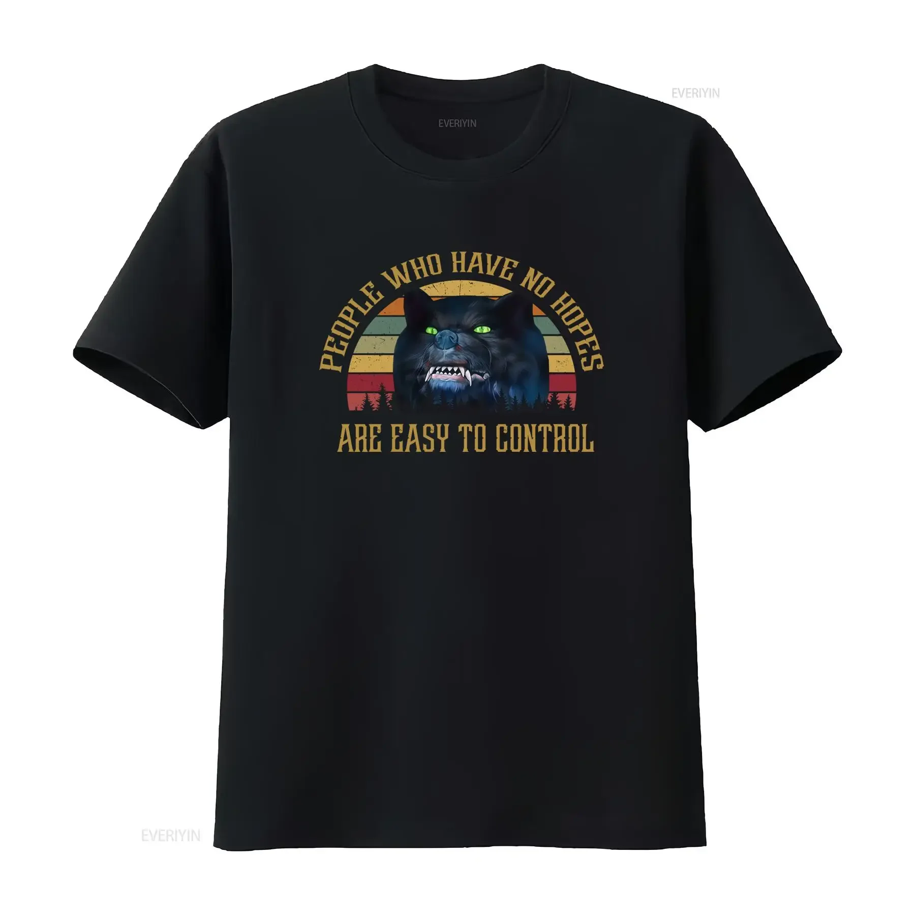 Retro Vintage Gothic Fierce Black Cat Sunset Slogan Print Cool Casual T Shirt vintage Washed fashion Comfortable Breathable