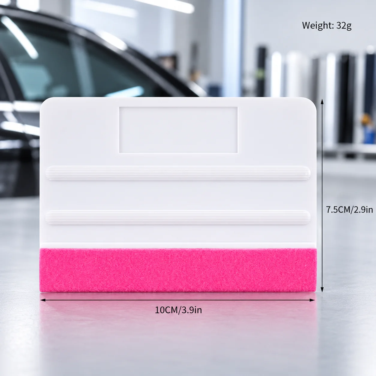 White Felt Edge Vinyl Wrap Squeegee with Pink Soft Felt Strip for PPF Window Tint Anti-Scratch Film Application Car Wrap Tool