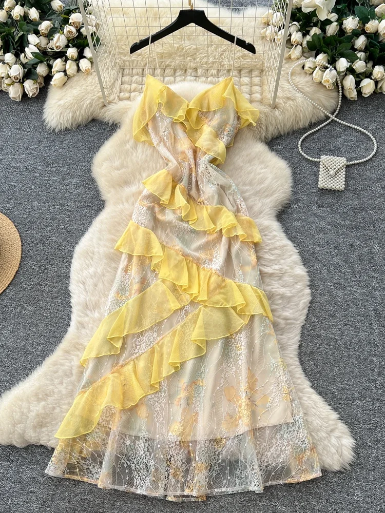 

Юбка женская летняя А-силуэта с асимметричным подолом и кружевными вставками Pure Desire Design, с завышенной талией и эффектом утяжки