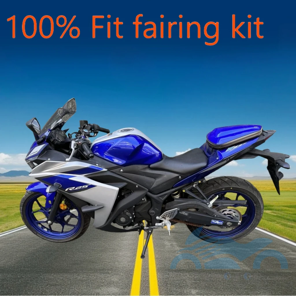 YAMAHA YZF R25 R3 2013 2014 2015 2016 2017 2018 YZF-R25 YZF-R3 페어링 키트에 적합한 은빛 파란색 차체 쉘