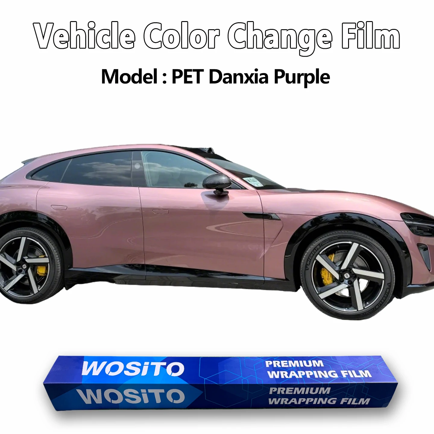 PET Danxia Purple car color changing vinyl packaging, bubble free car body film, detachable car stickers, factory direct sales