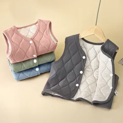 New Autumn Winter Uniform Warm Boys Girls Thickened Medium Large Children Warm Inner Baby Wear Single Top Stylish Vest
