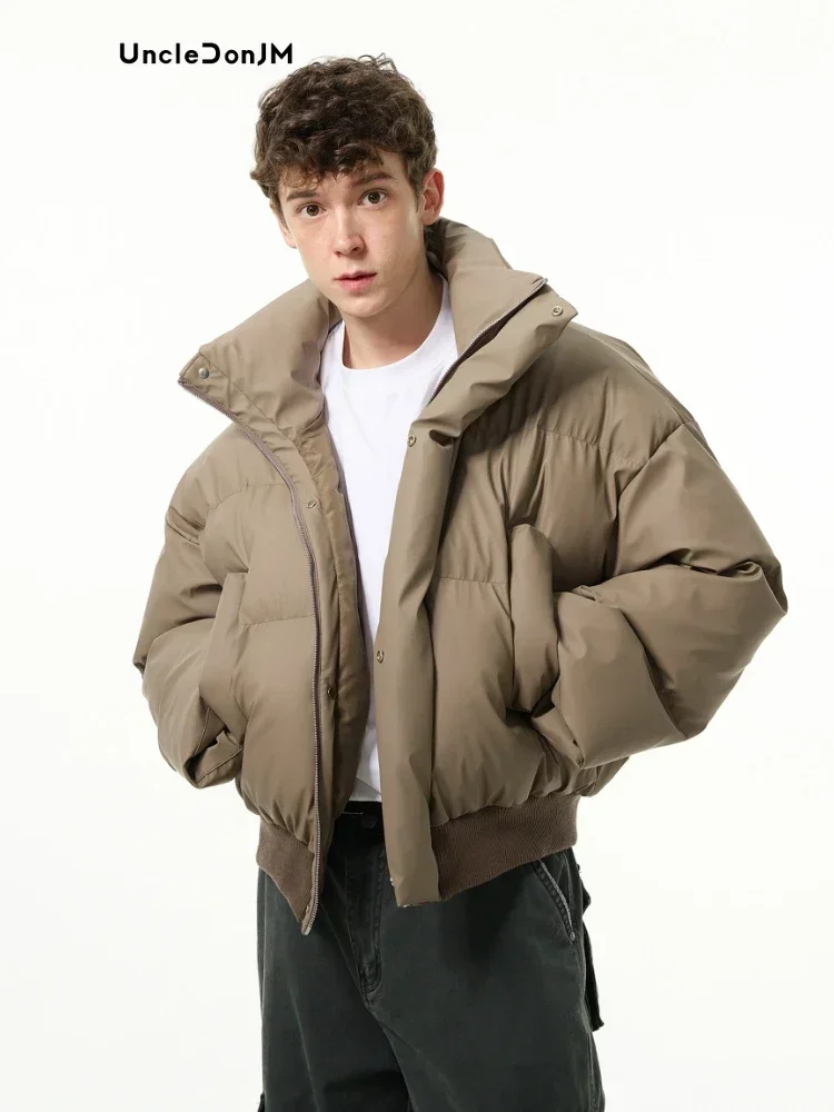 Short Padded Jacket Men's Winter Niche Vintage Maillard Brown Puffer Jackets Couple Coat Parkas