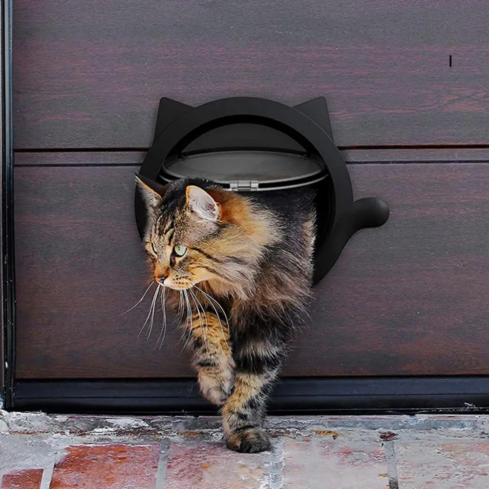 4-Way Locking ABS Cat Door with Direction Pet Privacy Easy DIY Setup Hide Litter Tray Secure Installation for Cats
