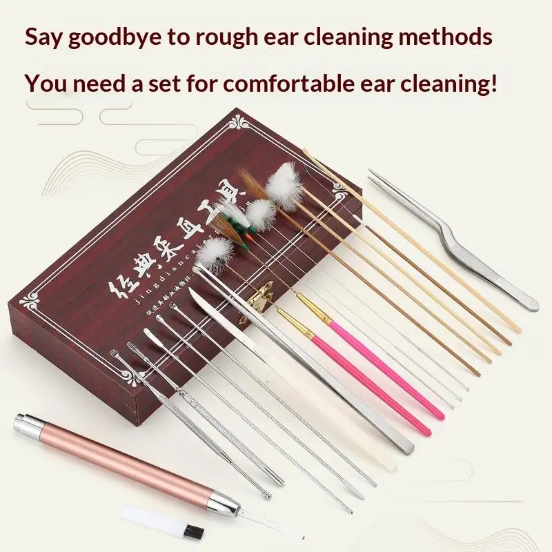 Durable Ear Wax Removal Tool Set Comfortable Goose Feather Stick Anti-rust Ear Scoop for Long-term Ear Care Use