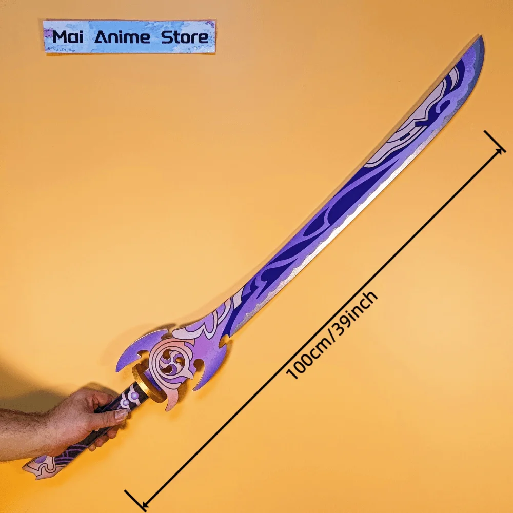 39in جينشين تأثير كاتانا الأصلي صابر السيف الخشبي الحجم الحقيقي اليابانية كاتانا أنيمي تأثيري الدعامة النينجا سكين لعبة غير حادة هدية