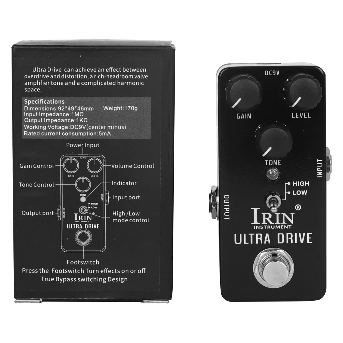 IRIN RS-02 Ultra Drive Pedal กีตาร์สามารถบรรลุผลระหว่าง Overdrive และการบิดเบือน True Bypass กีตาร์อะไหล่